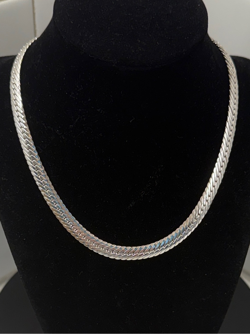 Sterling Silver Herringbone Necklace - Silver